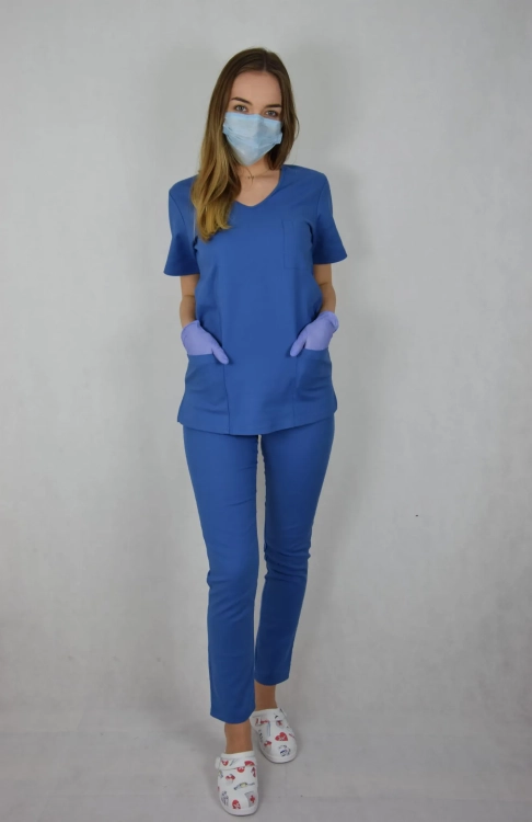 bluza medyczna niebieska