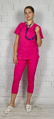 spodnie medyczne malinowe